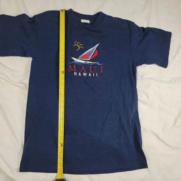Vintage Somers Maui Hawaii Adults Medium Blue Shirt Made In USA Short Sleeve